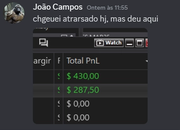 Mensagem de aluno no Discord